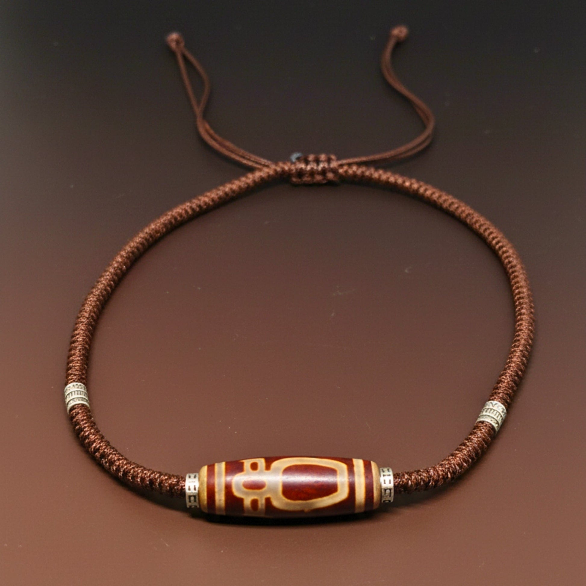 THE MEN THING Leather Necklace MYSTIC DZI – 2-Inch Natural Crystal Pendant with Adjustable Leather Rope for Men & Boys