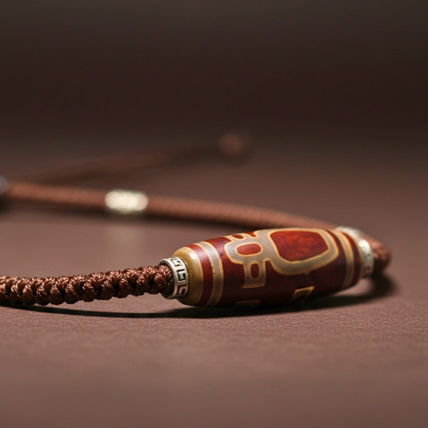 THE MEN THING Leather Necklace MYSTIC DZI – 2-Inch Natural Crystal Pendant with Adjustable Leather Rope for Men & Boys