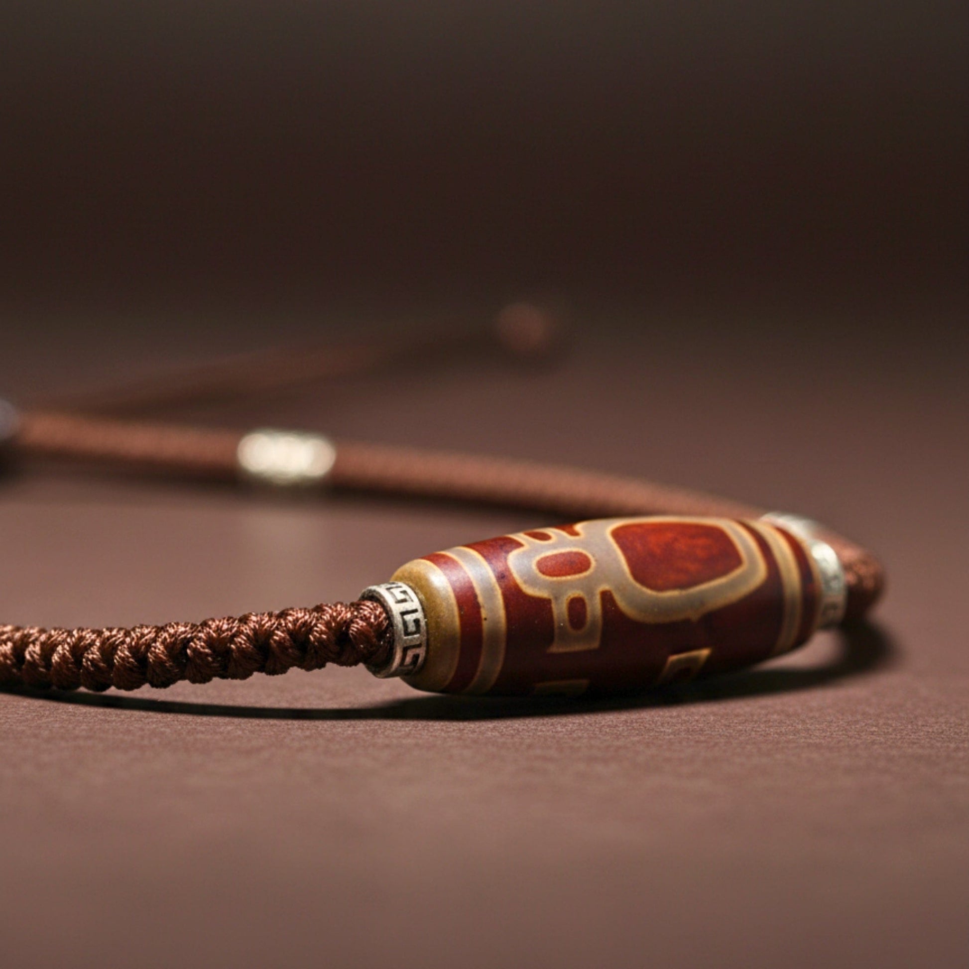 THE MEN THING Leather Necklace MYSTIC DZI – 2-Inch Natural Crystal Pendant with Adjustable Leather Rope for Men & Boys