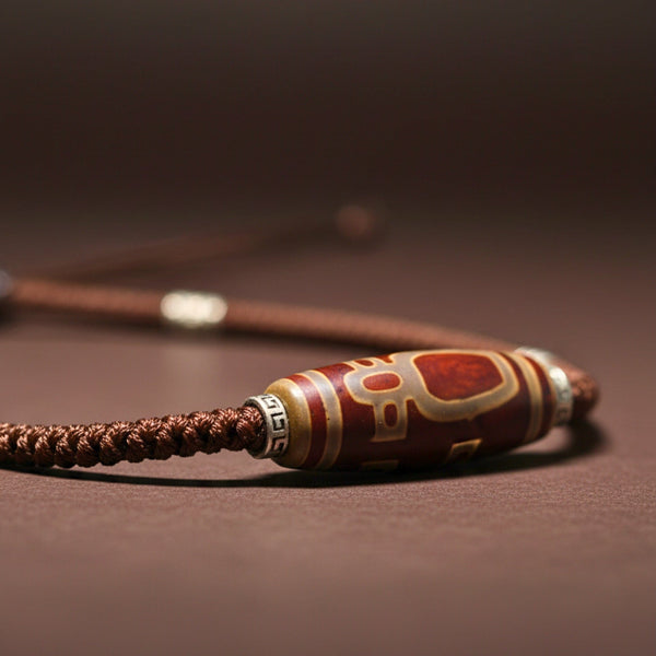 MYSTIC DZI – 2-Inch Natural Crystal Pendant with Adjustable Leather Rope for Men & Boys