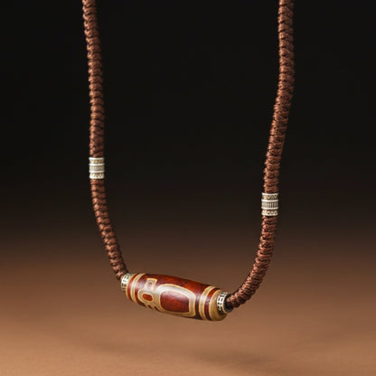 THE MEN THING Leather Necklace MYSTIC DZI – 2-Inch Natural Crystal Pendant with Adjustable Leather Rope for Men & Boys