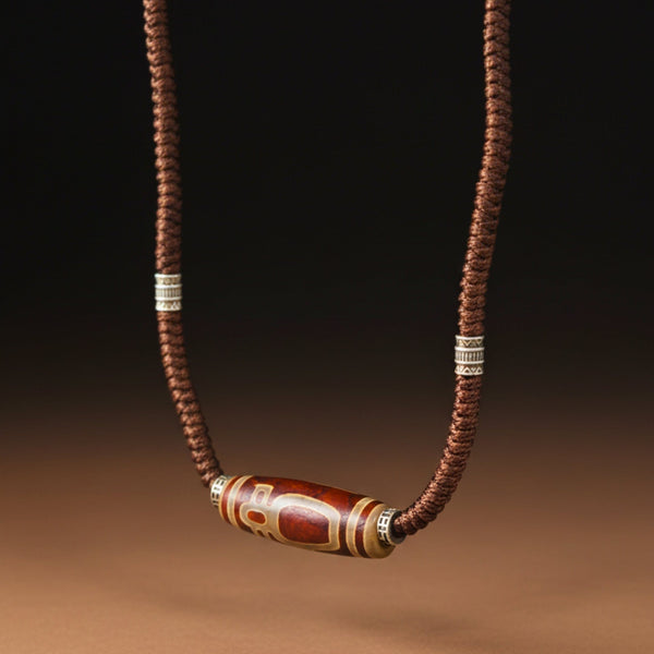 MYSTIC DZI – 2-Inch Natural Crystal Pendant with Adjustable Leather Rope for Men & Boys