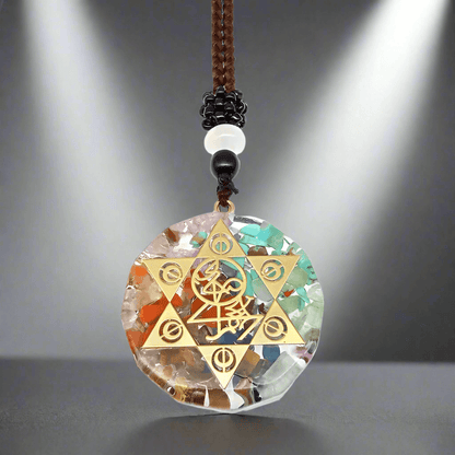 THE MEN THING Leather Necklace MYSTIC TRIANGLE  - Natural Crystal necklace with 30 inch Adjustable Rope Chain for Men & Boys