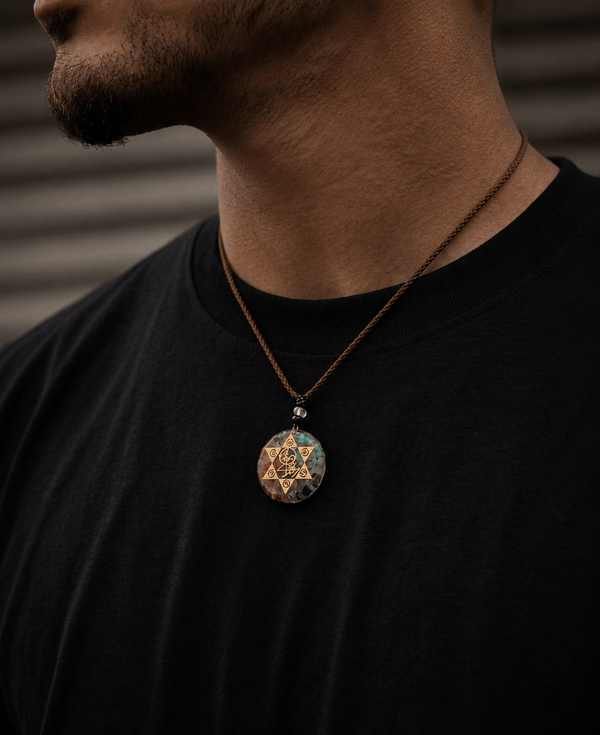 MYSTIC TRIANGLE  - Natural Crystal necklace with 30 inch Adjustable Rope Chain for Men & Boys
