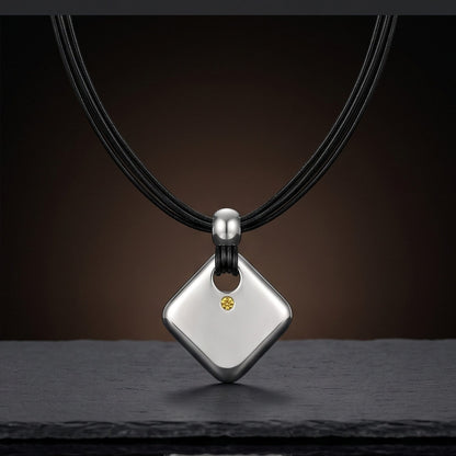 THE MEN THING Leather Necklace NOVA EDGE - 38mm Titanium Steel Pendant with Adjustable Leather Rope Necklace for Men & Boys (20 to 23 inch)