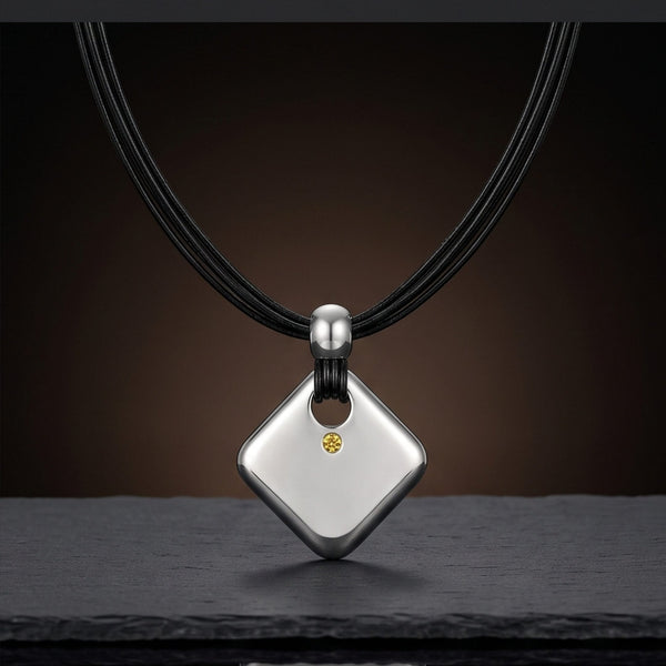 NOVA EDGE - 38mm Titanium Steel Pendant with Adjustable Leather Rope Necklace for Men & Boys (20 to 23 inch)