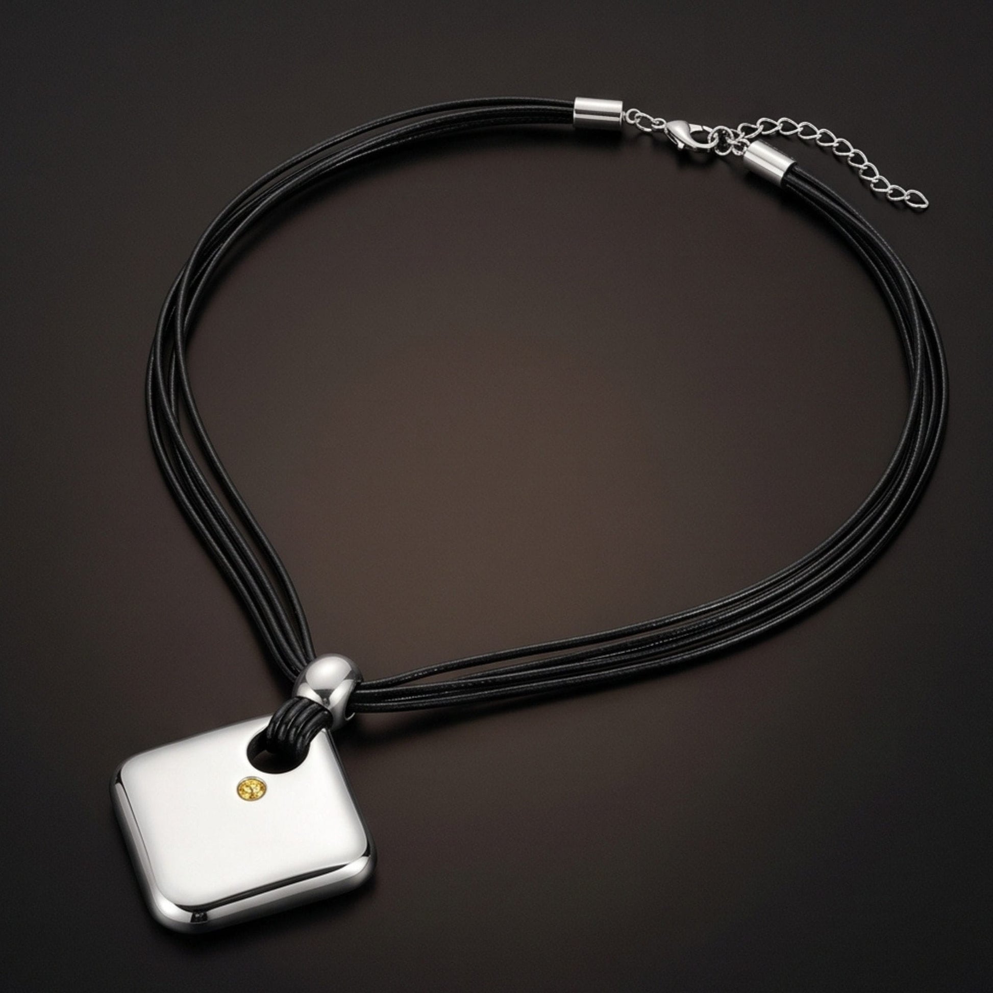 THE MEN THING Leather Necklace NOVA EDGE - 38mm Titanium Steel Pendant with Adjustable Leather Rope Necklace for Men & Boys (20 to 23 inch)