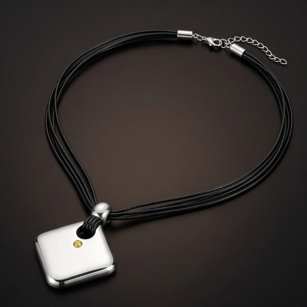 NOVA EDGE - 38mm Titanium Steel Pendant with Adjustable Leather Rope Necklace for Men & Boys (20 to 23 inch)