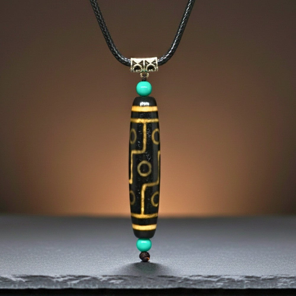 THE MEN THING Leather Necklace OBSIDIAN CIRCUIT – 3-Inch Natural Crystal Pendant with 28-Inch Leather Rope for Men & Boys