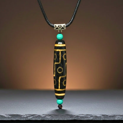 THE MEN THING Leather Necklace OBSIDIAN CIRCUIT – 3-Inch Natural Crystal Pendant with 28-Inch Leather Rope for Men & Boys