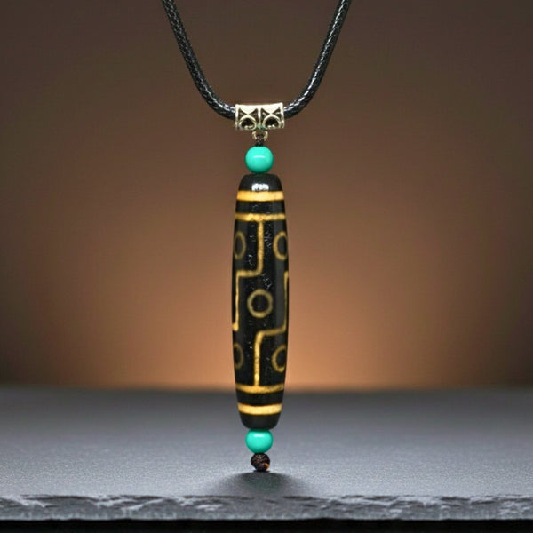 OBSIDIAN CIRCUIT – 3-Inch Natural Crystal Pendant with 28-Inch Leather Rope for Men & Boys