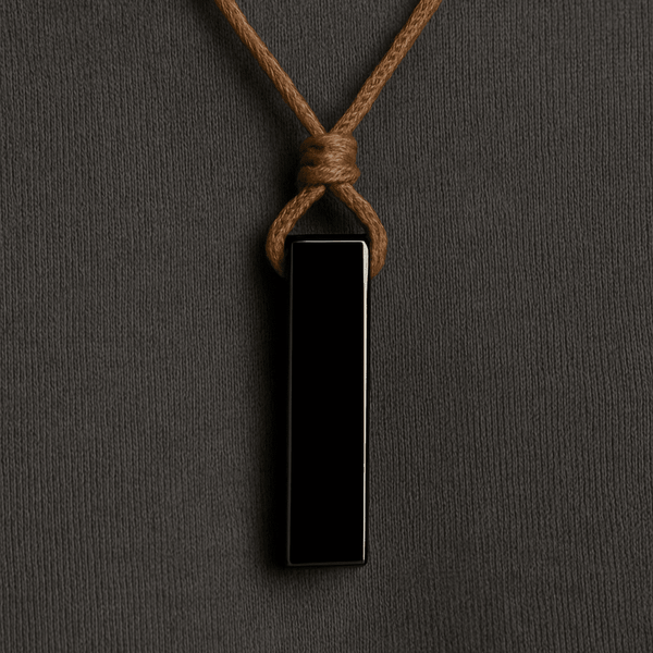 OBSIDIAN ROUGH - Natural Crystal Unshaped Pendant with Adjustable Rope Chain for Men and Boys
