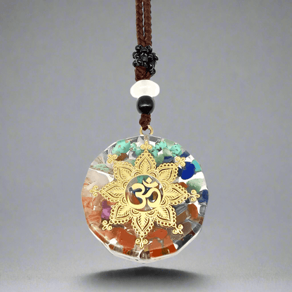 THE MEN THING Leather Necklace OM CHAKRA  - Om Symbol necklace with 30 inch Adjustable Rope Chain for Men & Boys