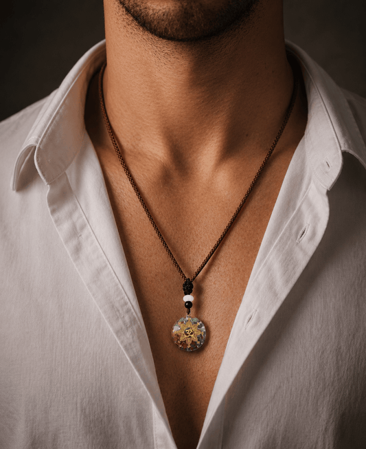 THE MEN THING Leather Necklace OM CHAKRA  - Om Symbol necklace with 30 inch Adjustable Rope Chain for Men & Boys