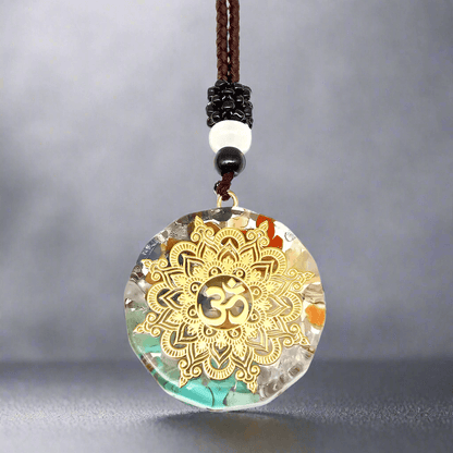 THE MEN THING Leather Necklace OM MANDALA  - Om Symbol necklace with 30 inch Adjustable Rope Chain for Men & Boys