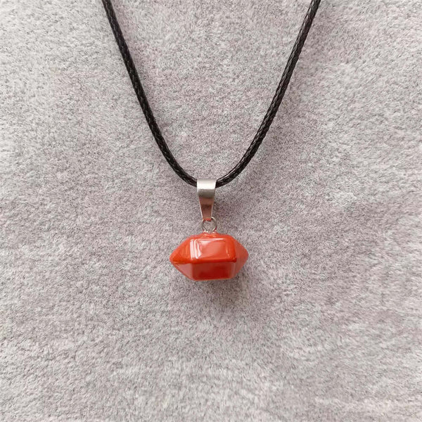 బ్లాక్ టూర్మలైన్ - పురుషులు & అబ్బాయిల కోసం 19 అంగుళాల లెదర్ రోప్ చైన్‌తో సహజ క్రిస్టల్ లాకెట్టు