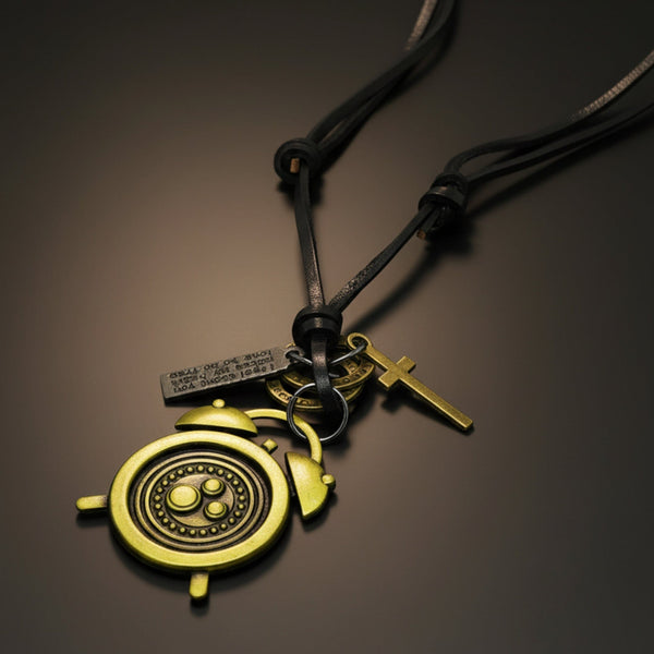 RETRO VINTAGE CLOCK – 1.8-Inch Pure Stainless Steel Pendant with Adjustable Leather Rope for Men & Boys