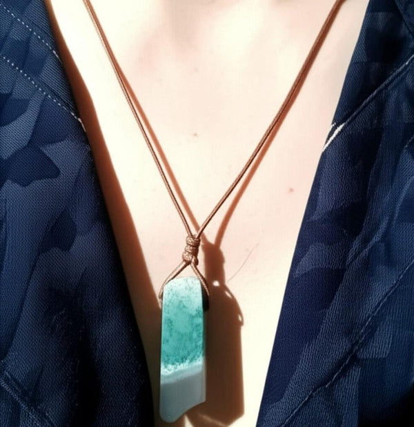 SERENITY MYSTIC STONE - Natural Crystal Unshaped Pendant with Adjustable Rope Chain for Men and Boys