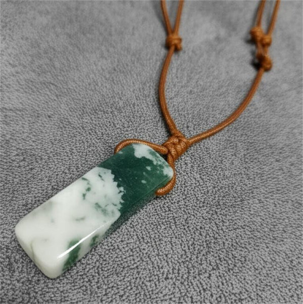 SERENITY MYSTIC STONE - Natural Crystal Unshaped Pendant with Adjustable Rope Chain for Men and Boys