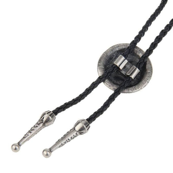 SOLARIS - Retro Alloy Pendant Bolo Tie | Adjustable Genuine Leather Cowboy Necktie Necklace for Men & Boys