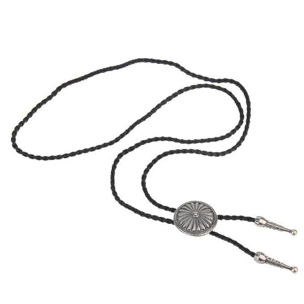 SOLARIS - Retro Alloy Pendant Bolo Tie | Adjustable Genuine Leather Cowboy Necktie Necklace for Men & Boys