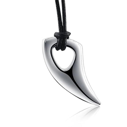 THE MEN THING Leather Necklace SPIKE EDGE - Titanium Steel Pendant with Adjustable Rope Chain for Men & Boys
