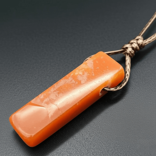 THE MEN THING Leather Necklace SUNSTONE PENDANT - Natural Crystal Pendant with Adjustable Pure Leather Cord Necklace for Men & Boys