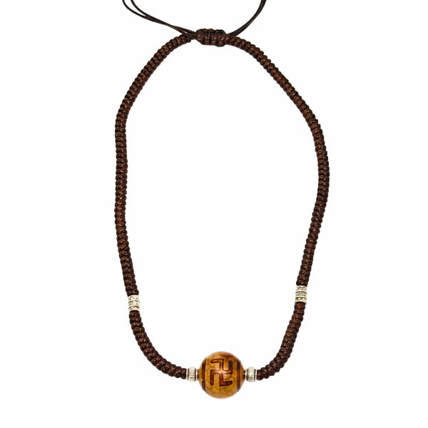 SWASTIK DZI – 1-Inch Natural Crystal Pendant with Adjustable Leather Rope for Men & Boys