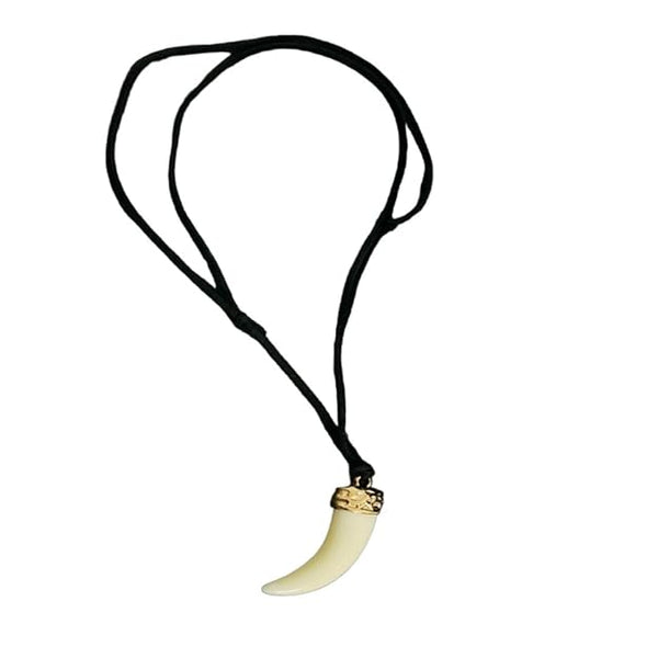 THE MEN THING Necklace for Men - Gold Ivory Dangle Pendant Necklace Black Cotton Cord Adjustable Necklace for Men and Boys.