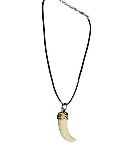 THE MEN THING Leather Necklace THE MEN THING Necklace for Men - Gold Ivory Dangle Pendant Necklace Black Lobster Claw Adjustable Necklace for Men and Boys.