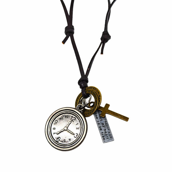 TIMELOCK FAITH – 1.2-Inch Pure Stainless Steel Pendant with Adjustable Leather Rope for Men & Boys