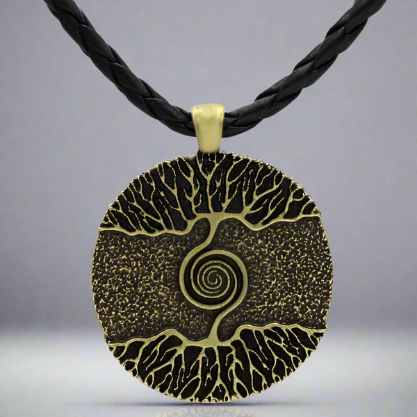 TREE COPPER RUSTIC  - Alloy Pendant with 24inch Leather Cord Chain for Men & Boy
