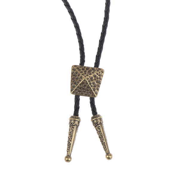 TRIADORN - Retro Alloy Pendant Bolo Tie | Adjustable Genuine Leather Cowboy Necktie Necklace for Men & Boys