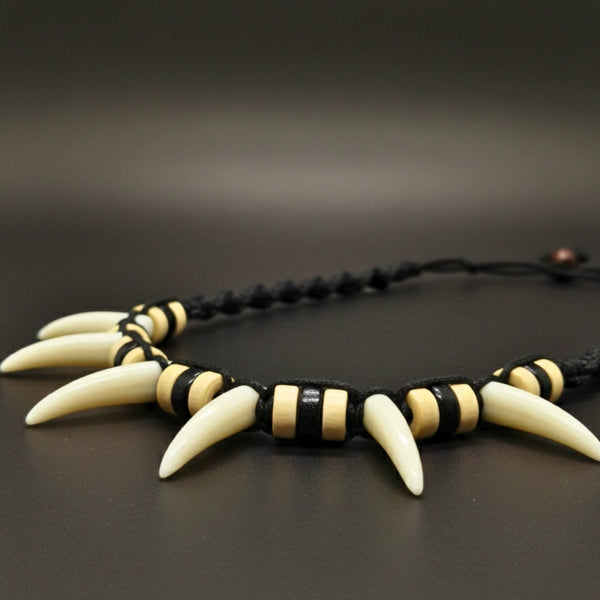 TRIBAL FANG WARRIOR – 1-Inch Natural Crystal Pendant with 20-Inch Leather Rope for Men & Boys