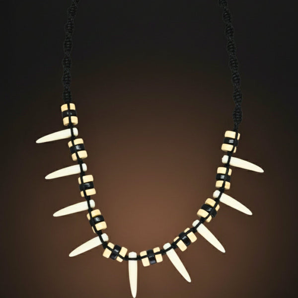 TRIBAL FANG WARRIOR – 1-Inch Natural Crystal Pendant with 20-Inch Leather Rope for Men & Boys