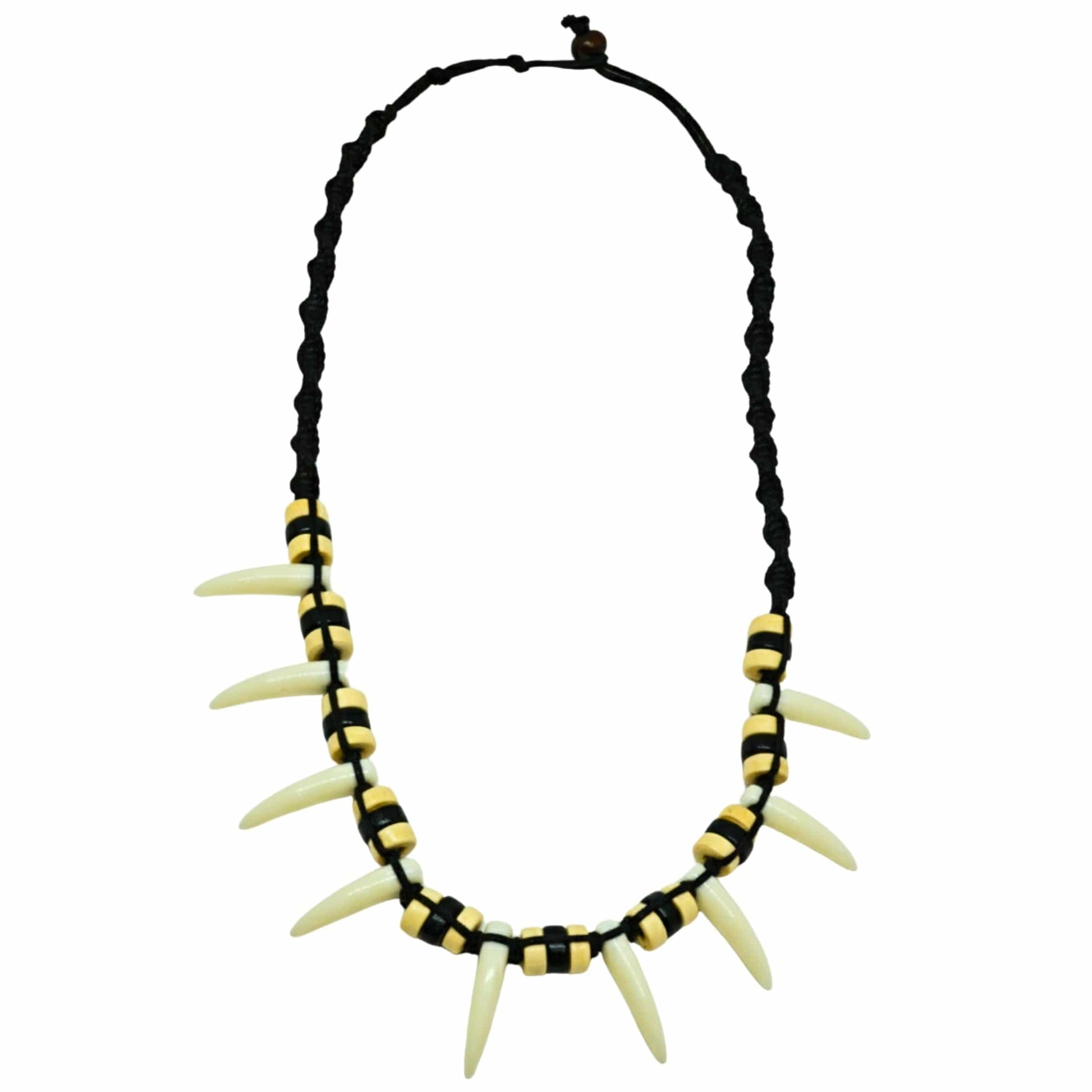 THE MEN THING Leather Necklace TRIBAL FANG WARRIOR – 1-Inch Natural Crystal Pendant with 20-Inch Leather Rope for Men & Boys