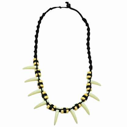 THE MEN THING Leather Necklace TRIBAL FANG WARRIOR – 1-Inch Natural Crystal Pendant with 20-Inch Leather Rope for Men & Boys