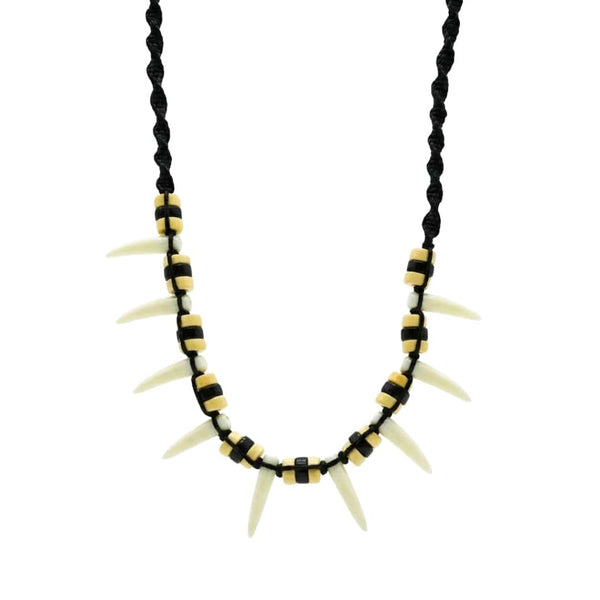 TRIBAL FANG WARRIOR – 1-Inch Natural Crystal Pendant with 20-Inch Leather Rope for Men & Boys