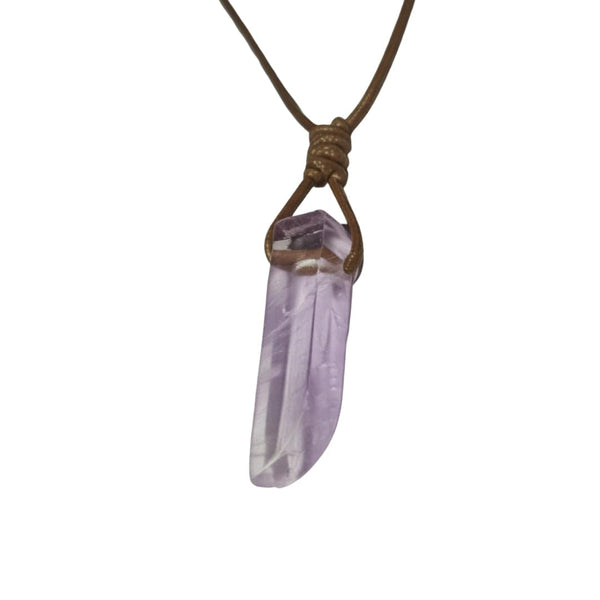 TWILIGHT AMETHYST - Natural Crystal Unshaped Pendant with Adjustable Rope Chain for Men and Boys