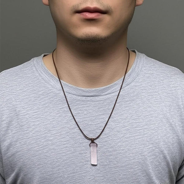 TWILIGHT AMETHYST - Natural Crystal Unshaped Pendant with Adjustable Rope Chain for Men and Boys