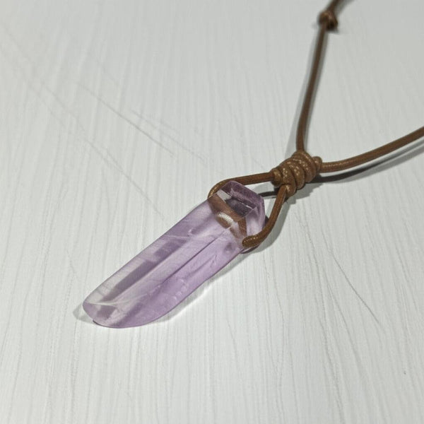 TWILIGHT AMETHYST - Natural Crystal Unshaped Pendant with Adjustable Rope Chain for Men and Boys