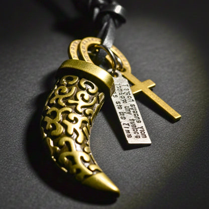 THE MEN THING Leather Necklace VINTAGE CLAW – 1.5-Inch Pure Stainless Steel Pendant with  Adjustable Leather Rope for Men & Boys