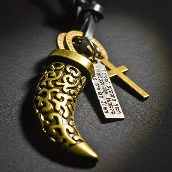 VINTAGE CLAW – 1.5-Inch Pure Stainless Steel Pendant with  Adjustable Leather Rope for Men & Boys