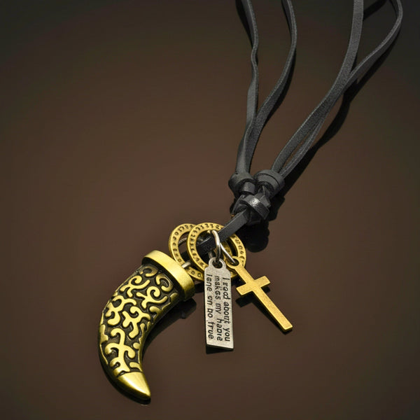 VINTAGE CLAW – 1.5-Inch Pure Stainless Steel Pendant with  Adjustable Leather Rope for Men & Boys