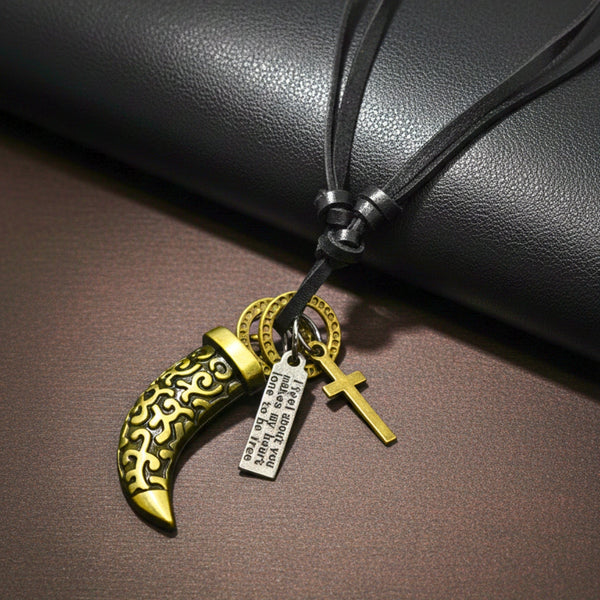 VINTAGE CLAW – 1.5-Inch Pure Stainless Steel Pendant with  Adjustable Leather Rope for Men & Boys