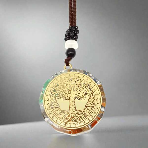 VIVA TREE  - Natural Crystal necklace with 30 inch Adjustable Rope Chain for Men & Boys