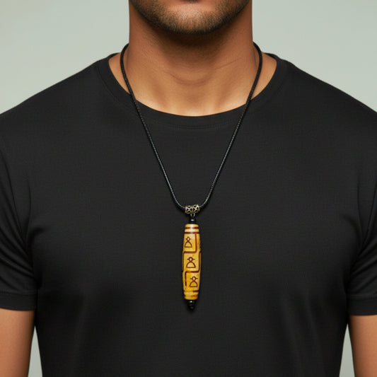 THE MEN THING Leather Necklace ZEN GUARDIAN – 3-Inch Natural Crystal Pendant with 28-Inch Leather Rope for Men & Boys