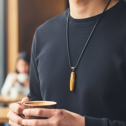 THE MEN THING Leather Necklace ZEN GUARDIAN – 3-Inch Natural Crystal Pendant with 28-Inch Leather Rope for Men & Boys