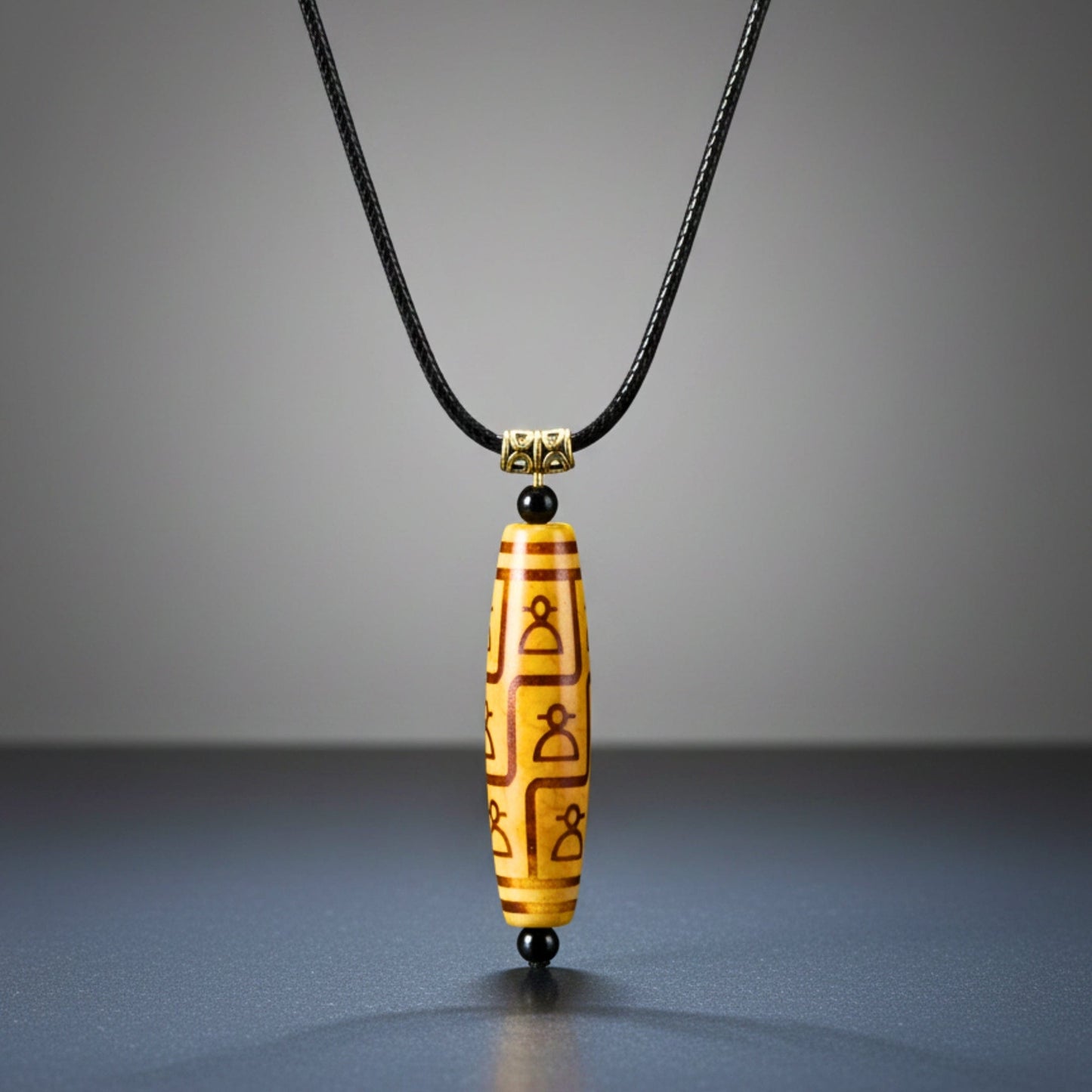 THE MEN THING Leather Necklace ZEN GUARDIAN – 3-Inch Natural Crystal Pendant with 28-Inch Leather Rope for Men & Boys