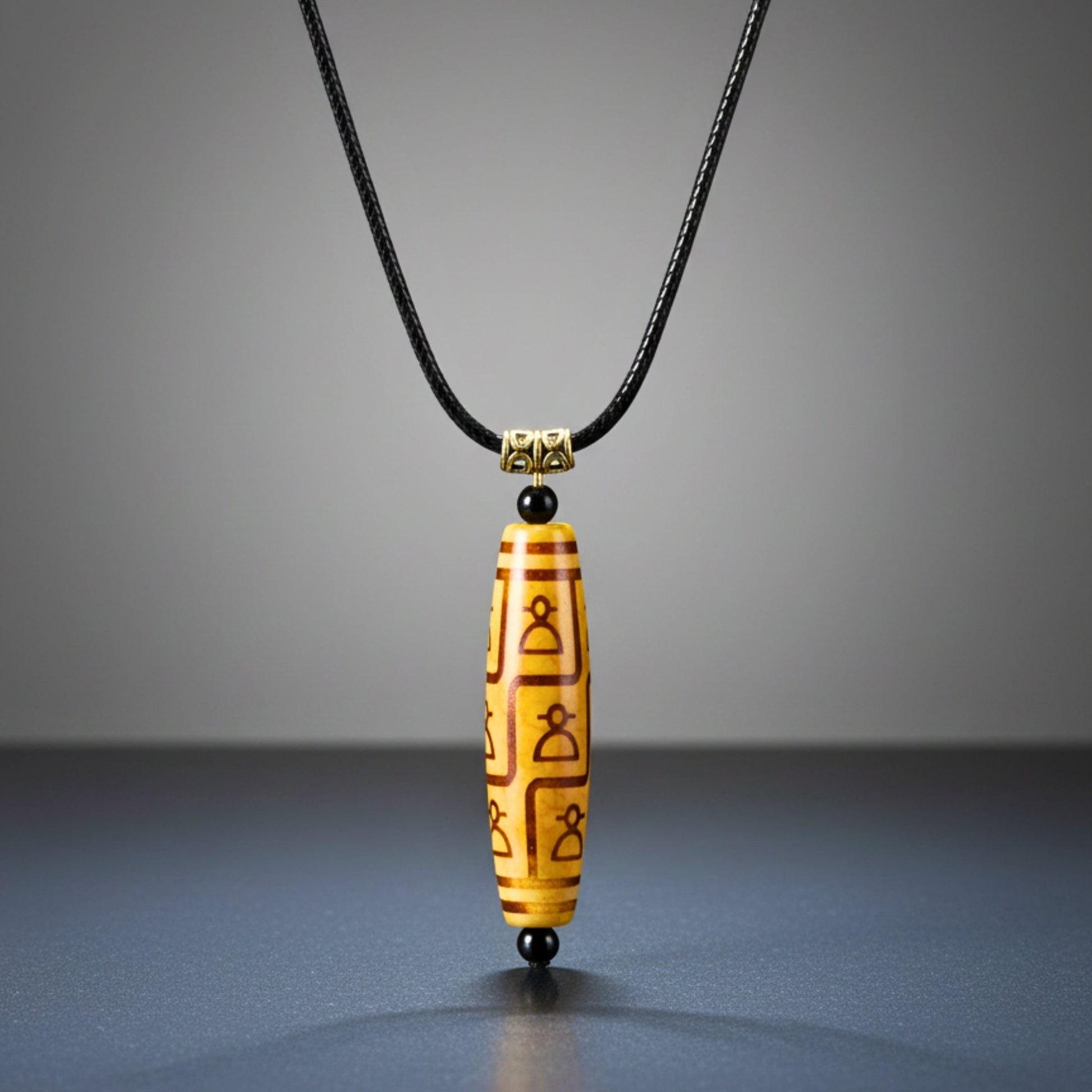 THE MEN THING Leather Necklace ZEN GUARDIAN – 3-Inch Natural Crystal Pendant with 28-Inch Leather Rope for Men & Boys